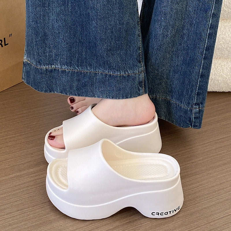 Dwarf le thick sole 8cm heightening sandals women's summerfashioneasiest for matchseaside ins style sandals for women outwear