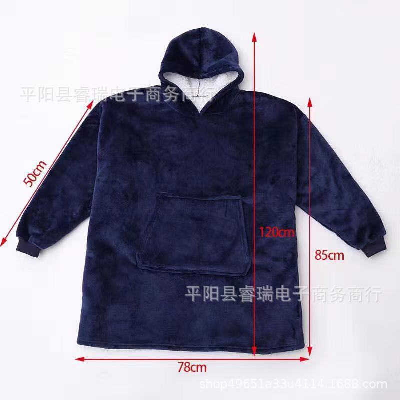 Outdoor cold-proof coral velvet pajamas pullover fleece jacket hooded lazy tv blanket nightgown pullover tv blanket