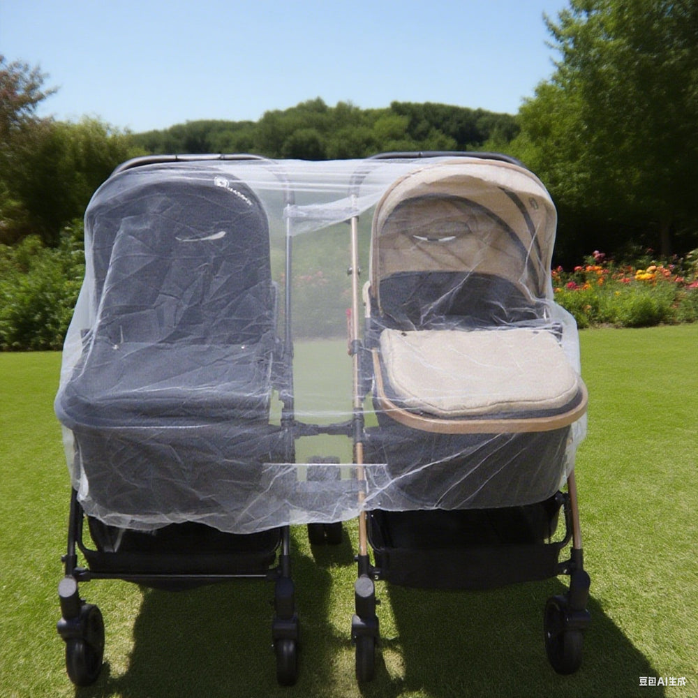 Universal full coverage mosquito net for strollers - baby carriage mosquito net cover with sunshade, wind protection, and mesh curtain - anti-mosquito net for pram/baby carriage