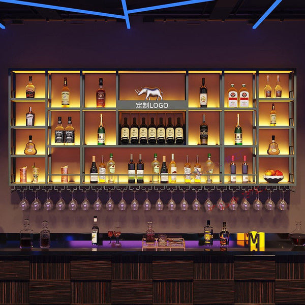 Bar wine rack display rack wall-mounted restaurant wall Baijiu wine cabinet against the wall Industrial style wine rack rack