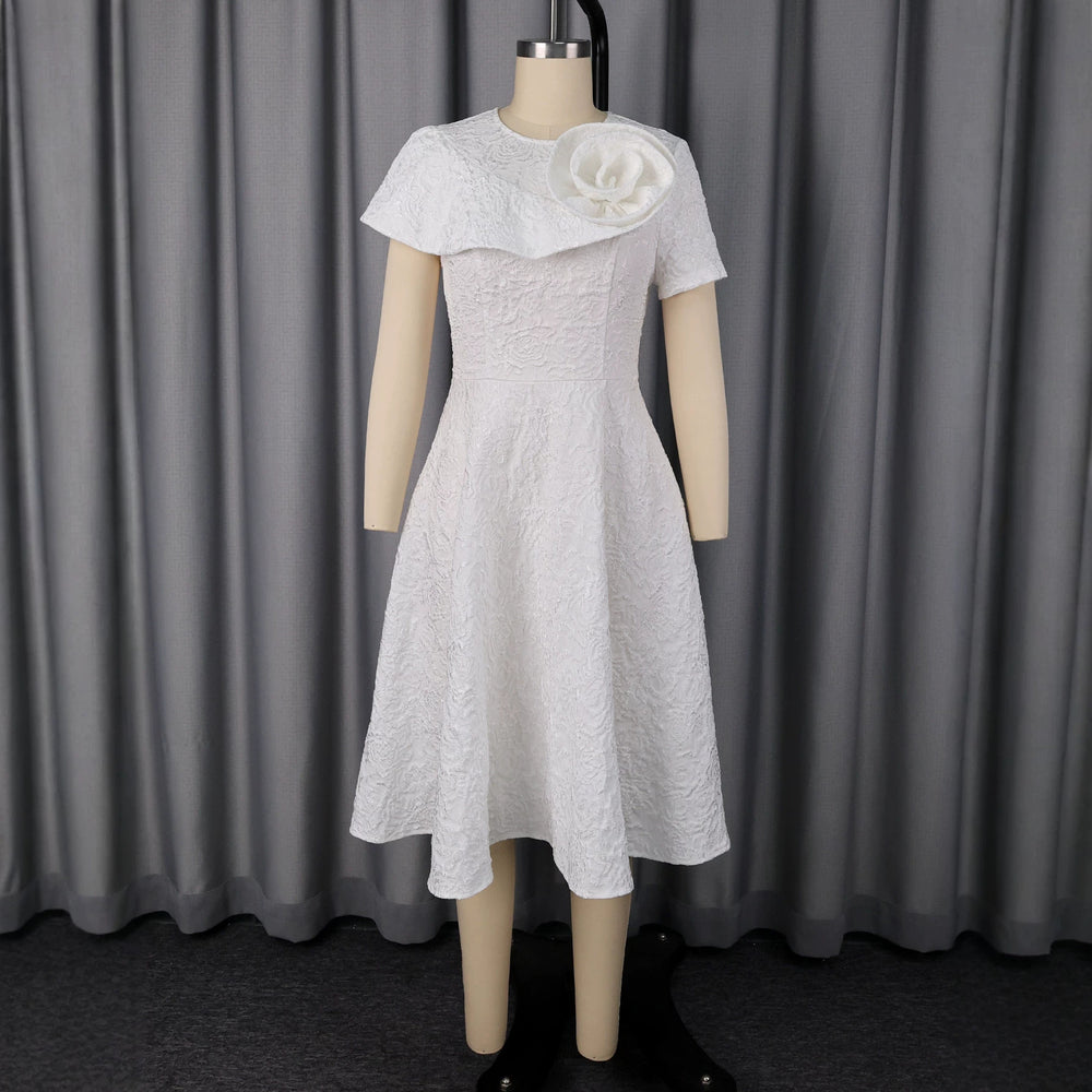 new arrivalelegancefashiondress a swinghigh waist jacquard stereo applique dresspartydresses