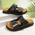 Exportplus sizesummernew arrivalretrocasual slippersthick sole double buckle birkenstock slippers women's sandals outwear