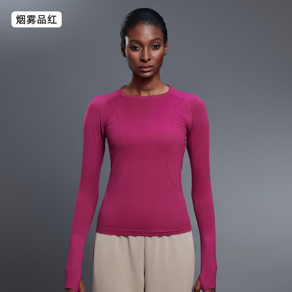 D19083: diqian apparel new seamless yoga top - women's long sleeve activewear for running, comfort, breathability, and fitness