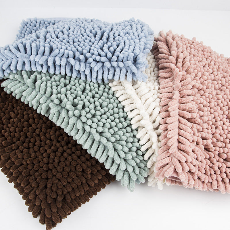 Solid color chenille floor mat thickened encryption non-slip absorbent coarse hair foot wipe mat bathroom bathroom soft carpet