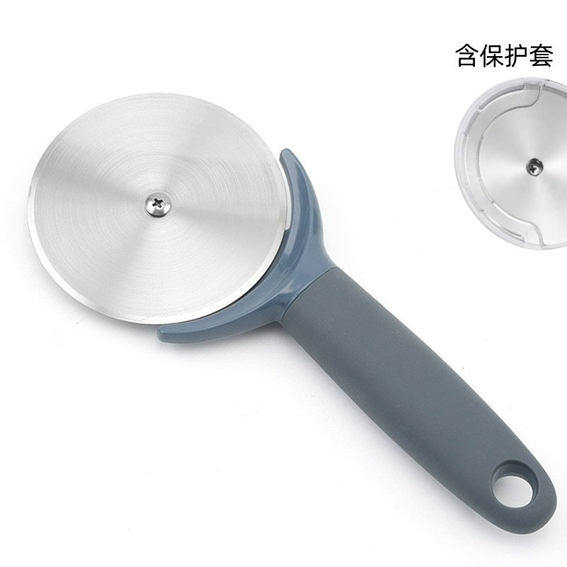 Pizza cutter hob with protective cover, stainless steel cake cutter baking medium, single wheel pizza cutting  hot sale
