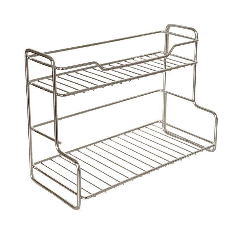Multifunctional desktop vanity organizer - makeup storage, cup holder, tiered shelf, stainless steel storage rack