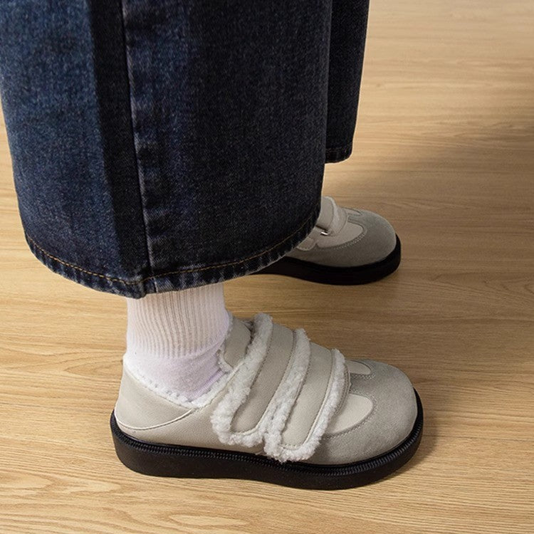 2026 fall/winter new retro fashion versatile velcro birkenstock-style flat comfort soft sole casual cotton slippers for women