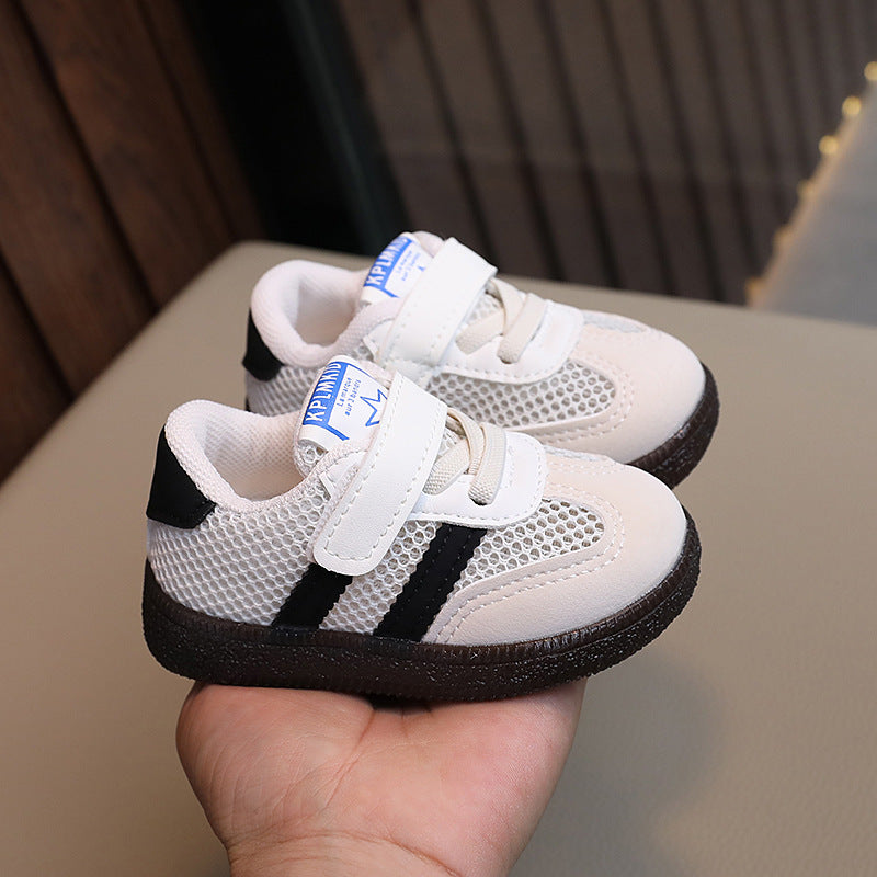 Spring and summer kids single mesh breathable casual shoes girl k-style velcro soft bottom mesh shoes sneakers boys german training shoes