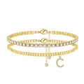 Exportnew arrival double layer 26 letter claw chain anklet fashionfashion tennis chain diamond letter layered beach