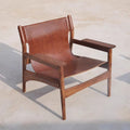 Vintage saddle chair - home living room balcony retro solid wood single leisure chair - designer style light luxury sofa chair