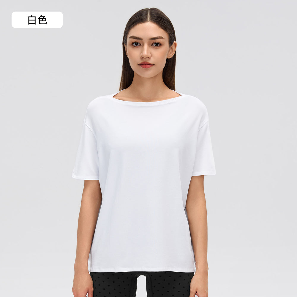 Women's yoga cover-up: lightweight, loose-fit short sleeve tee for summer - perfect for outdoor sports, casual wear, and versatile styling (d26082)