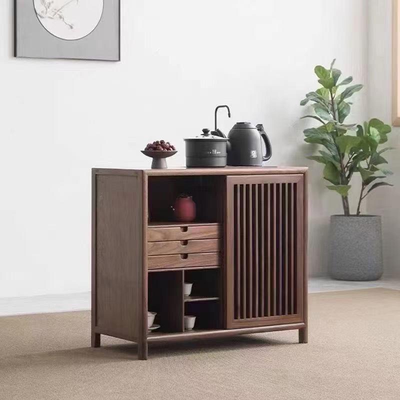 New chinoiserie tea cabinet solid wood tea cabinet tea side cabinet for homemovable tea table water boiling multi-functional storage sideboard