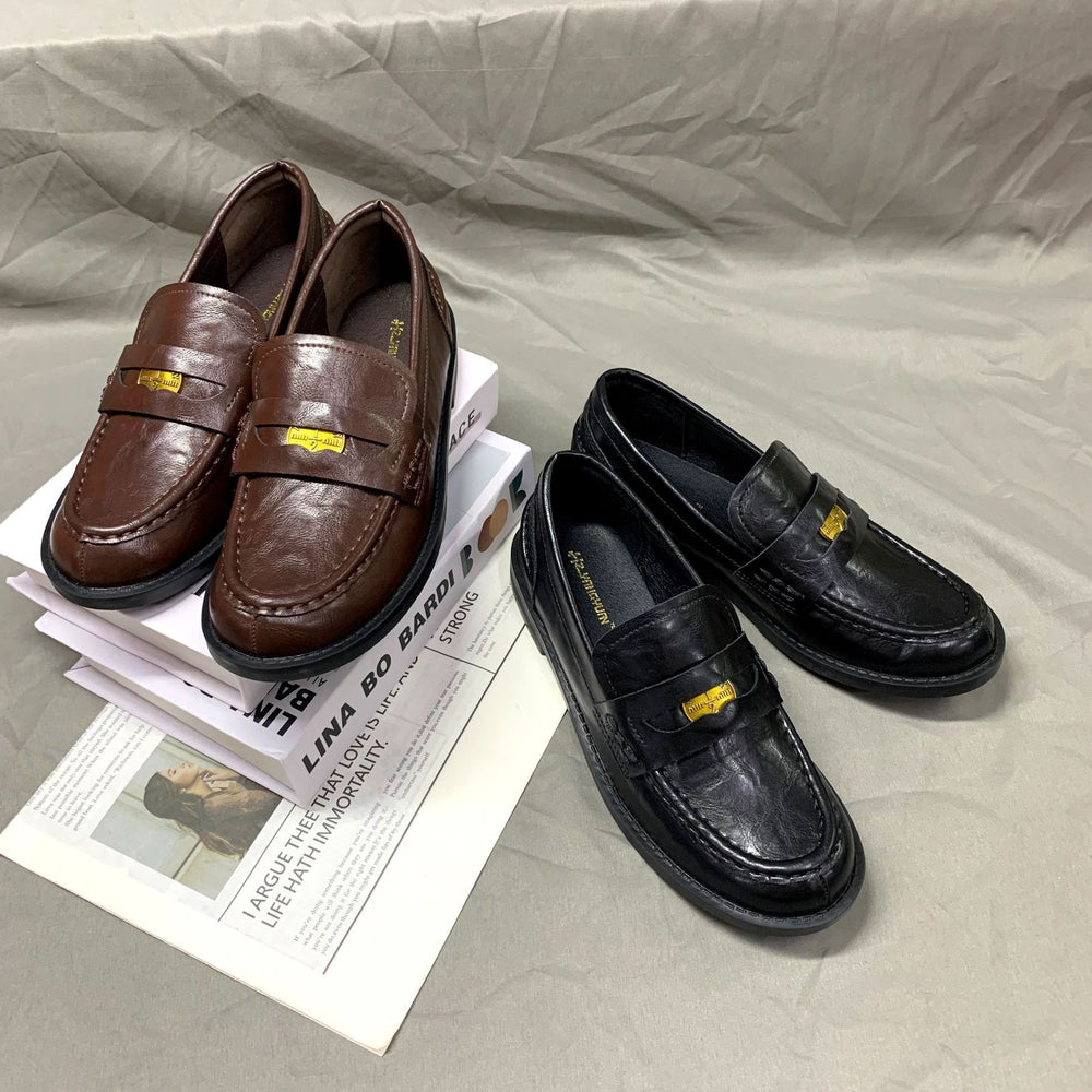 Ready to ship! trendy and versatile new genuine leather penny loafers with suede uppers and flat soles