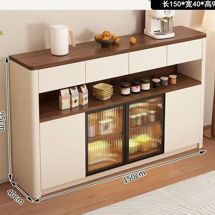 Medieval style sideboard changhong glass with lights for home restaurant tea storage cabinet cream style multifunctional water bar cabinet