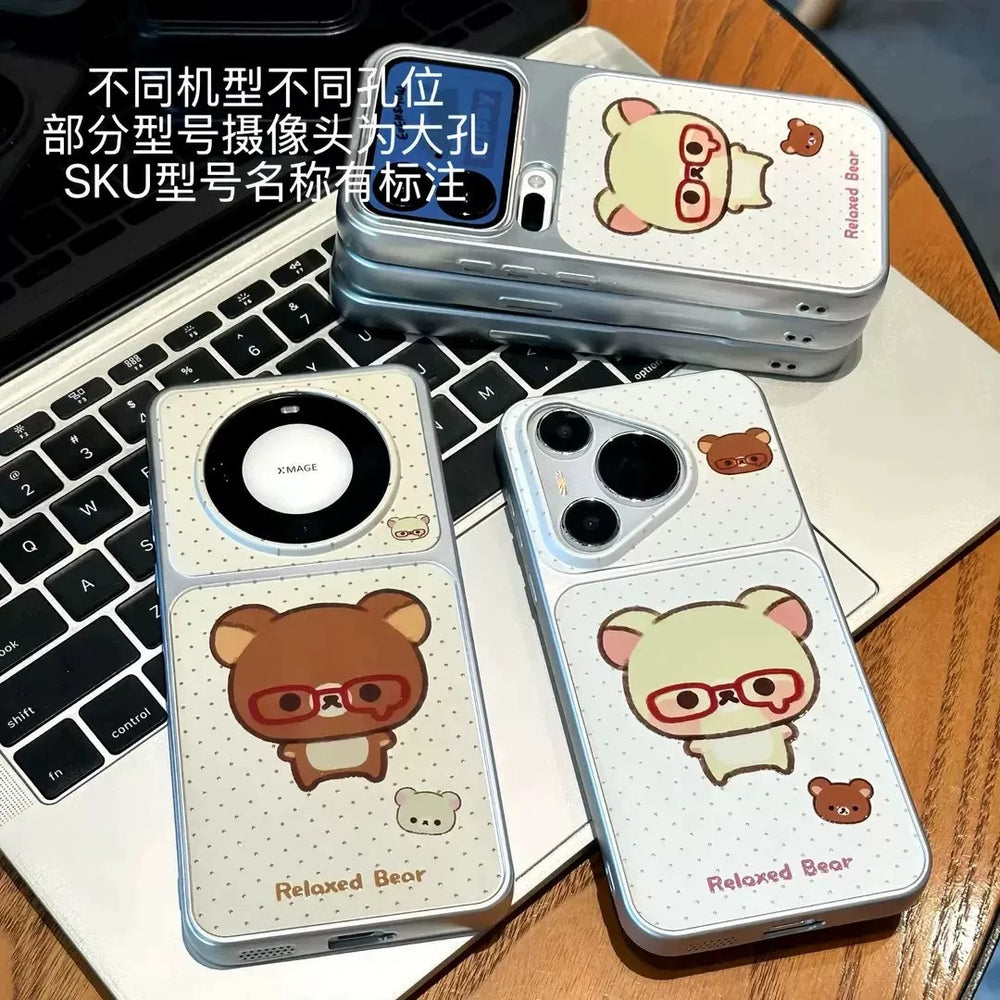 Couple glasses bear suitable for apple 18promax mobile phone case polka dot english label iphone17 soft case 16
