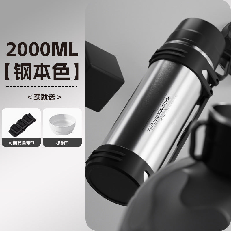 Travel kettle with steel cover 316 stainless steel insulated kettle outdoor portable water cup thermos cup car large capacity cup