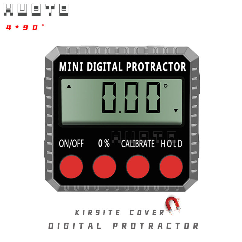 HUOTO 4 * 90 Degree Inclination Meter Digital Display Inclination Box Inclination Meter Level Meter Slope Meter Zinc Alloy Housing