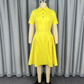 Summer vacation new fashion decorative button dress a-line high waist slimming casual solid color dress
