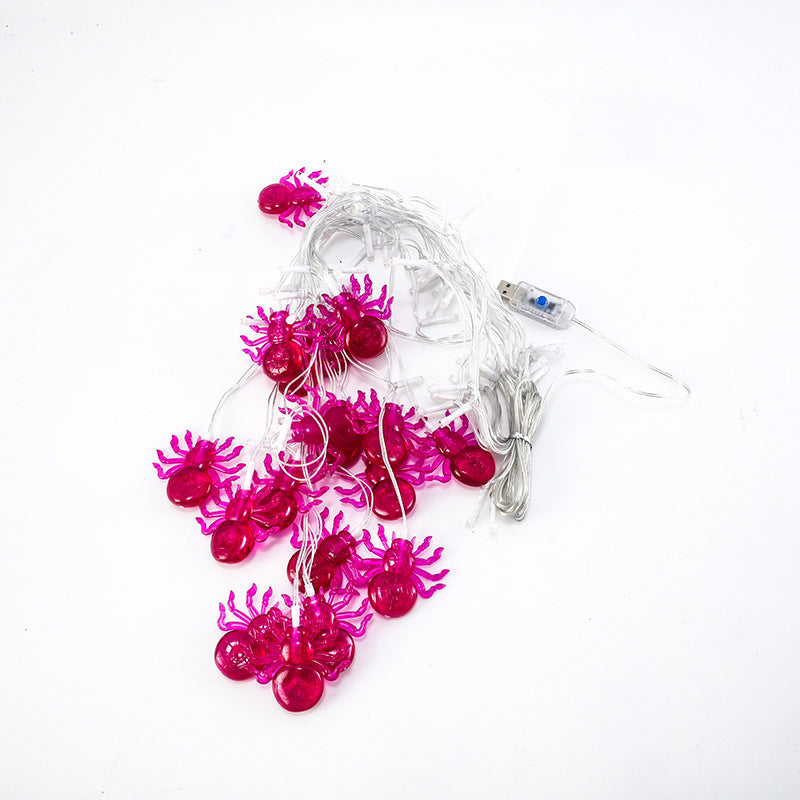 Cross-border new LED Halloween lights string ghost festival party atmosphere decorative lights bat ghost spider lights flashing