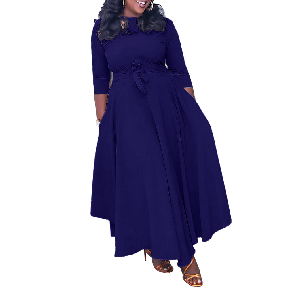 C8621 women's foreign trade dress  new arrival mid-length a-line maxi dress elegant fashion african dress