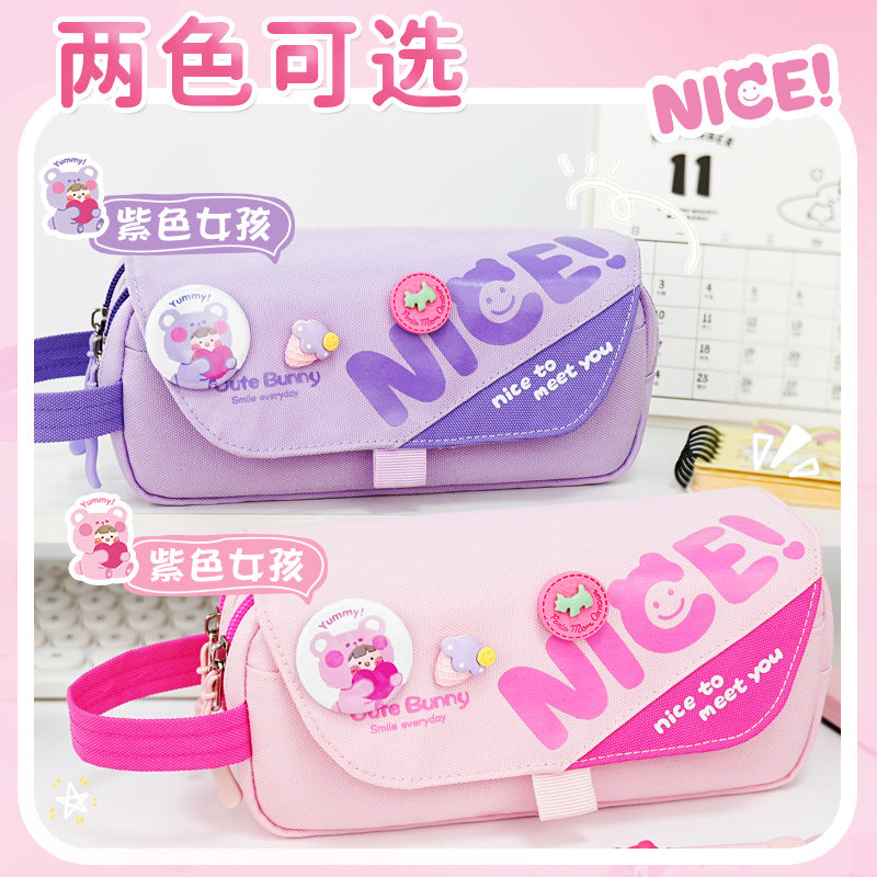 Pencil bag Large capacity children, primary school students and girls High value multi-functional double-layer stationery bag 2025 new pencil bag