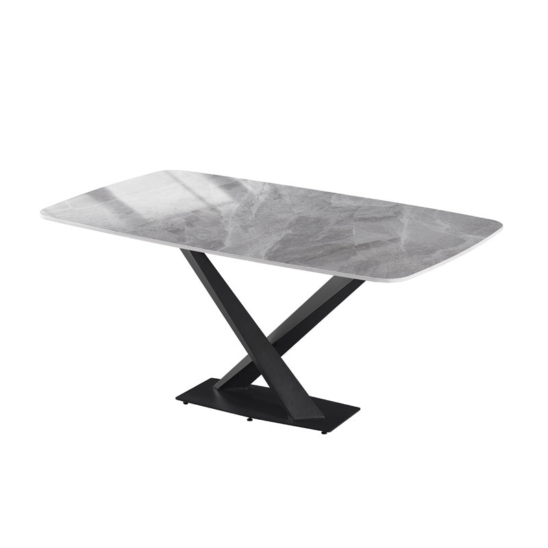 Italian light luxury sintered stone dining table and chairs set - modern minimalist rectangular dining table for small spaces