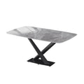 Italian light luxury sintered stone dining table and chairs set - modern minimalist rectangular dining table for small spaces