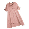 2025 ebay amazon casual women's raglan sleeve button-down pocket cotton linen shirt - new arrival