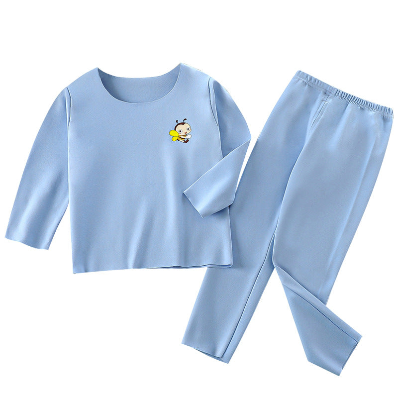 Kids' thermal underwear set - boys' and girls' fleece-lined base layer top and bottoms - autumn/winter pajamas for toddlers and big kids - baby's warm home wear