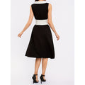 Aliexpress cross-border new women's original black and white patchwork pearl button sleeveless solid color dress