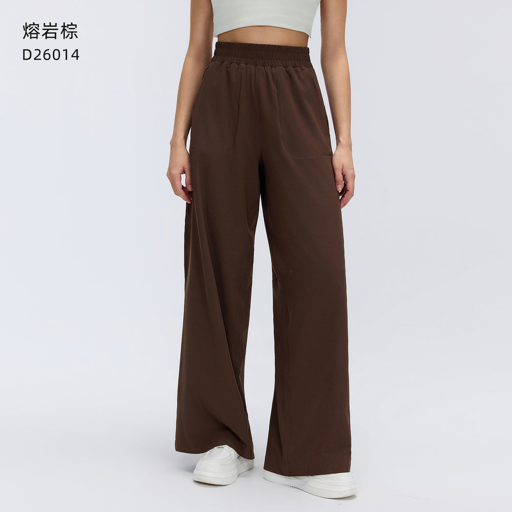 Spring/summer lightweight breathable straight-leg sports pants - women's drawstring loose fit, hip-concealing, slimming, casual wide-leg trousers d26014