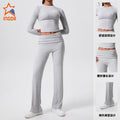 Women's slim-fit yoga outfit: padded, tummy-control, fold-over waist, casual running set - perfect for yoga or everyday wear