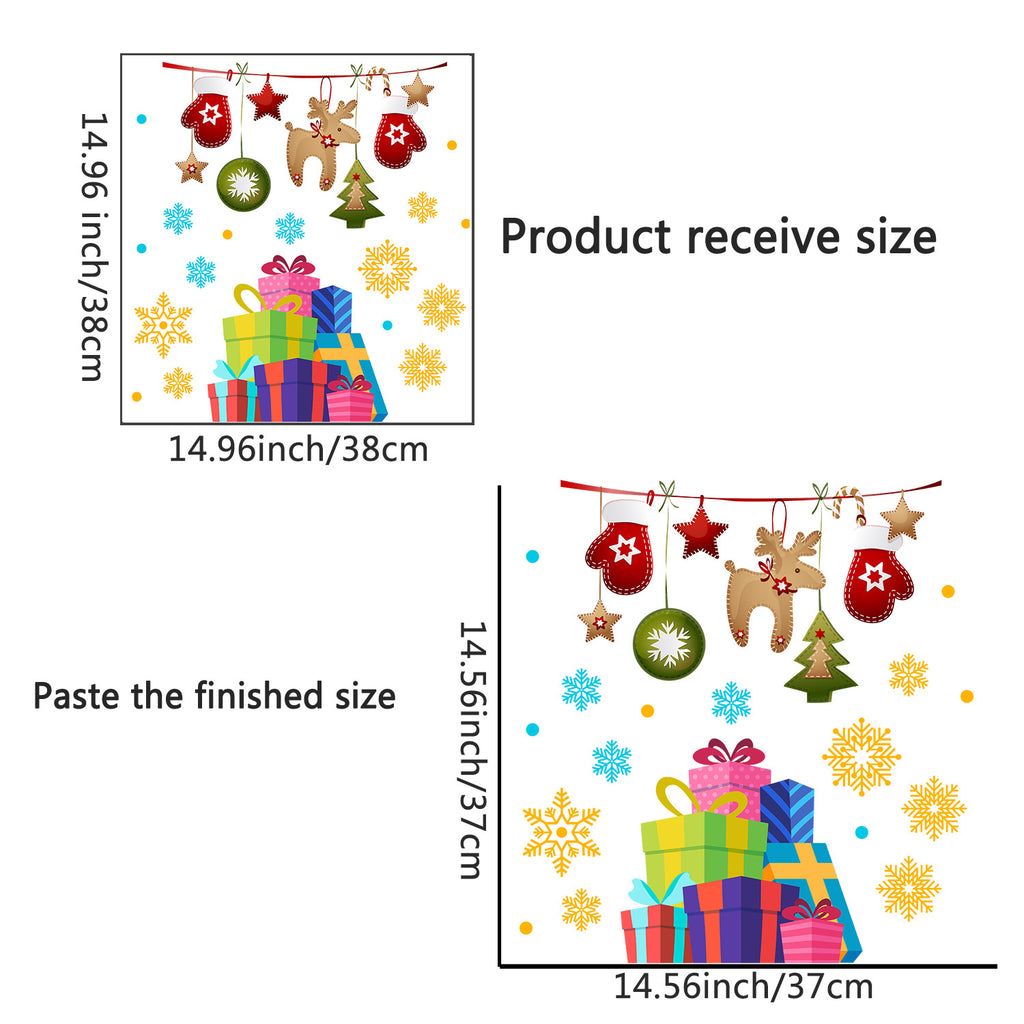 Cross-border   Christmas Day snowflake gift box sticker arrangement bedroom room living room wall sticker