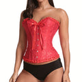 Corsetfashion waist ribbon jacquard palace bone corset steel buckle belly support chest corset