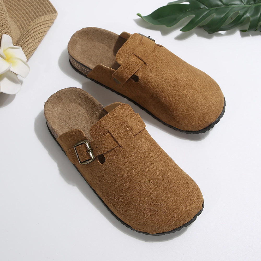 retro birkenstock shoes 2025 spring outwear fishing thick solenon-slip toe-cap half slippers women's soft bottom loafers