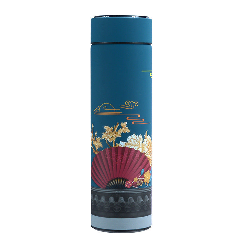Chinese style national trend 304 smart cup wholesale double layer vacuum thermos cup student creative gift water cup logo