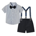 Boys' summer outfit set, new cotton short-sleeve striped shirt, first birthday dress, wholesale summer children's clothing