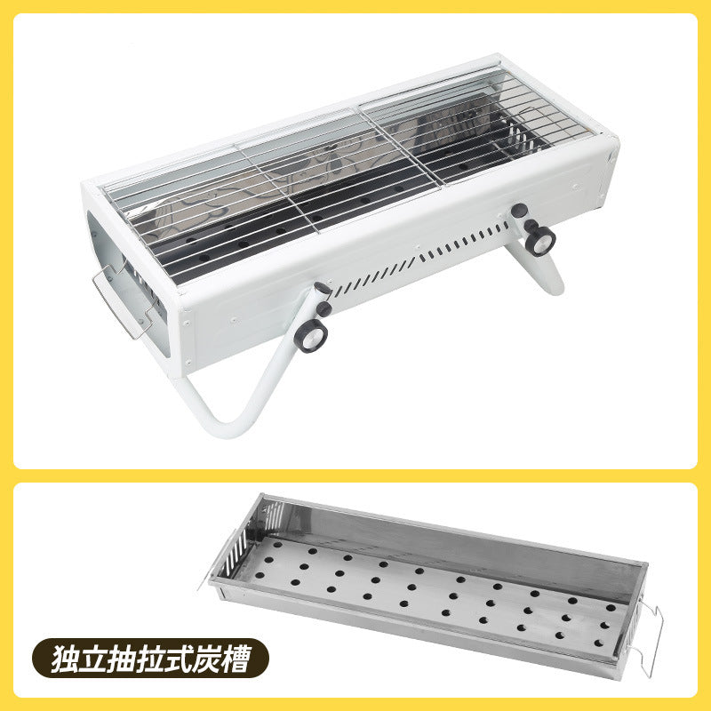 Outdoor charcoal grill - smokeless, foldable bbq grill, heavy-duty portable picnic charcoal grill, home carbon barbecue grill