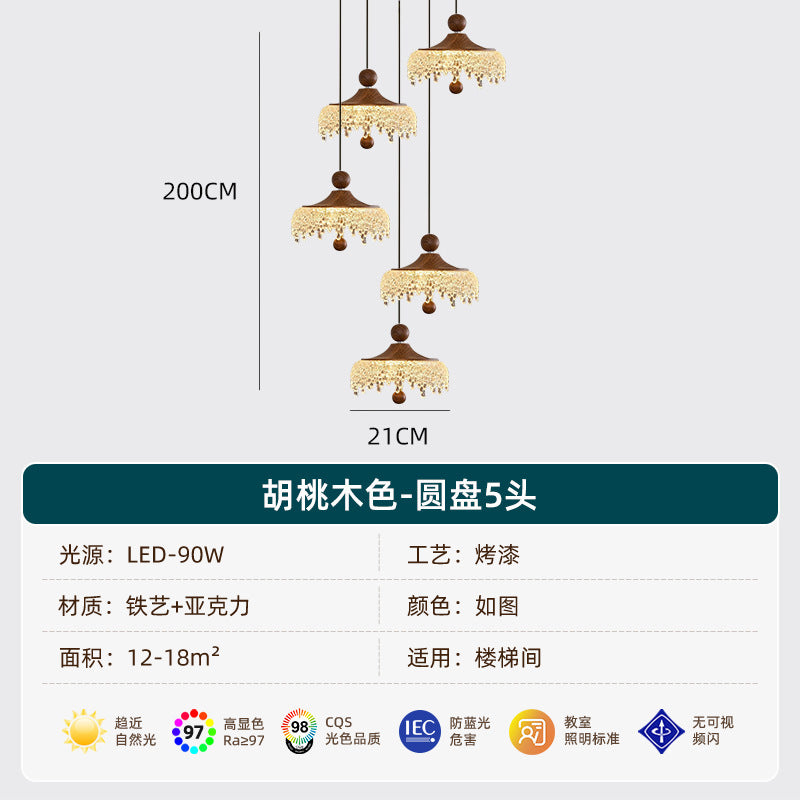 Medieval style walnut crystal flow chandelier retrofrenchaccessible luxury bar log b&b tea room living room restaurant
