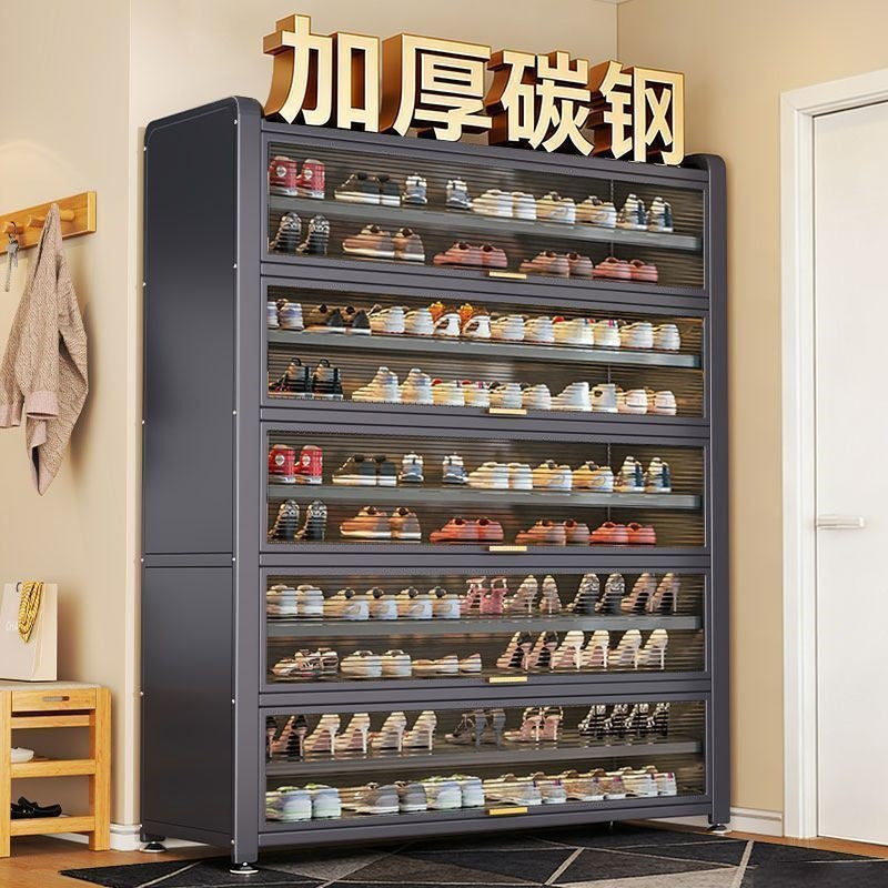 Thickened carbon steel shoe cabinet home floor-standing flip shoe rack multi-layer for home door entrance entrance large-capacity storage