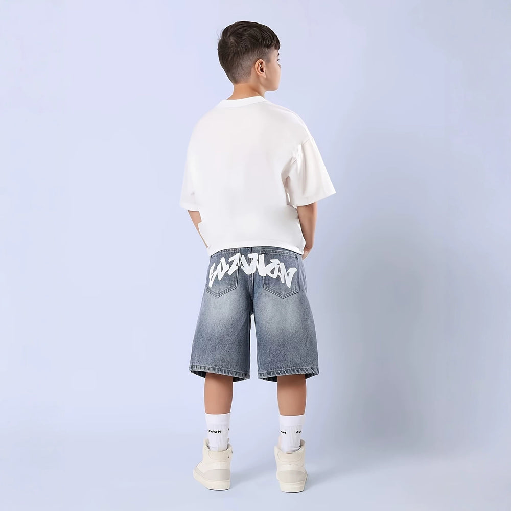 Kids' boys' summer lightweight pants - stylish new denim shorts for mid-to-large children - summer collection