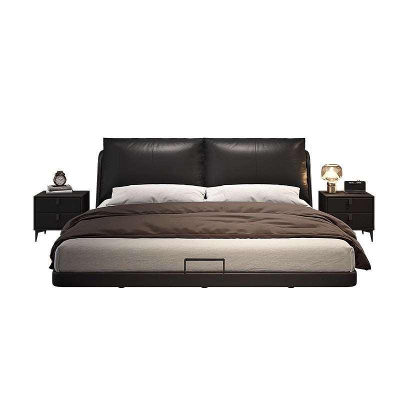 Italian normcore suspended bed modern casual leather bed master bedroom popular bed soft bed with backrest down leather bed