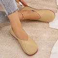 plus size soft leather flats women's  spring & fall new arrival non-slipplaid two-wear casualretro beanie shoes for women