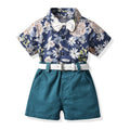 Brother and sister wear export spring and summer new arrival children's clothing boys short-sleeved shorts suspender suit girls floral skirt wholesale
