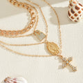 Long cross necklace wholesale fashion cross-border diamond pendant female elegant multi-layer virgin thanksgiving clavicle chain