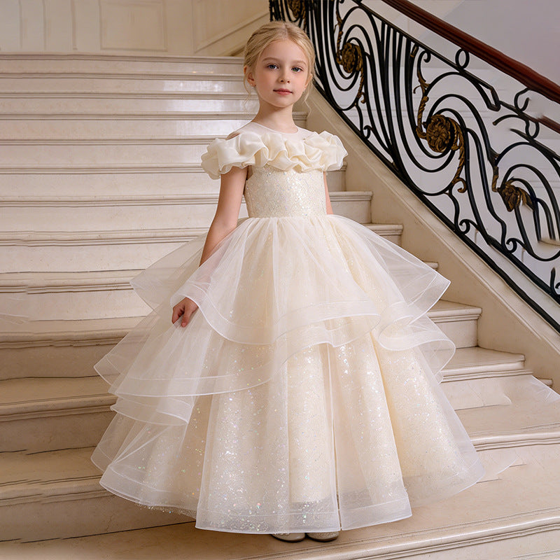 Girls' formal dresses - cross-border european & american style - mesh flower girl dresses - birthday princess dresses - new arrivals for older girls - in stock