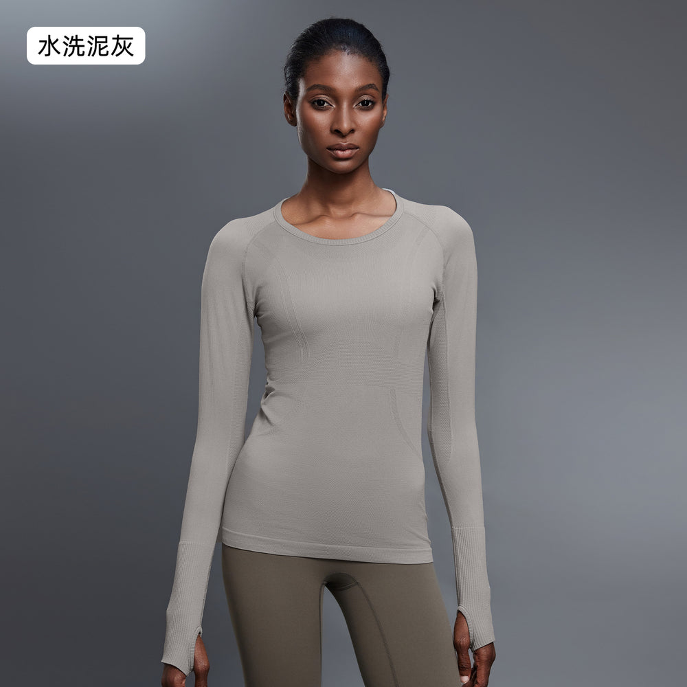 D19083: diqian apparel new seamless yoga top - women's long sleeve activewear for running, comfort, breathability, and fitness