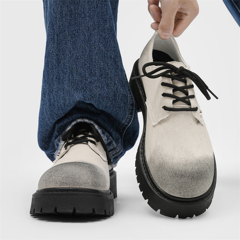 Workwear derby shoes for men 2026 original design big toe shoes for men spring breathable british style thick solecasual shoes