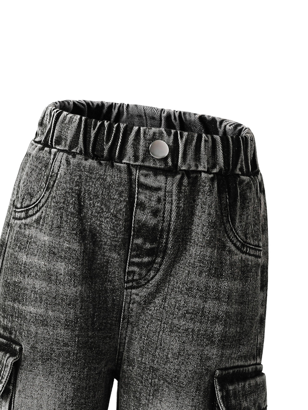 Export kids pants distressed jeans k-style multi-flap pocket pantsloose cool girlstraight-legretroloose pants