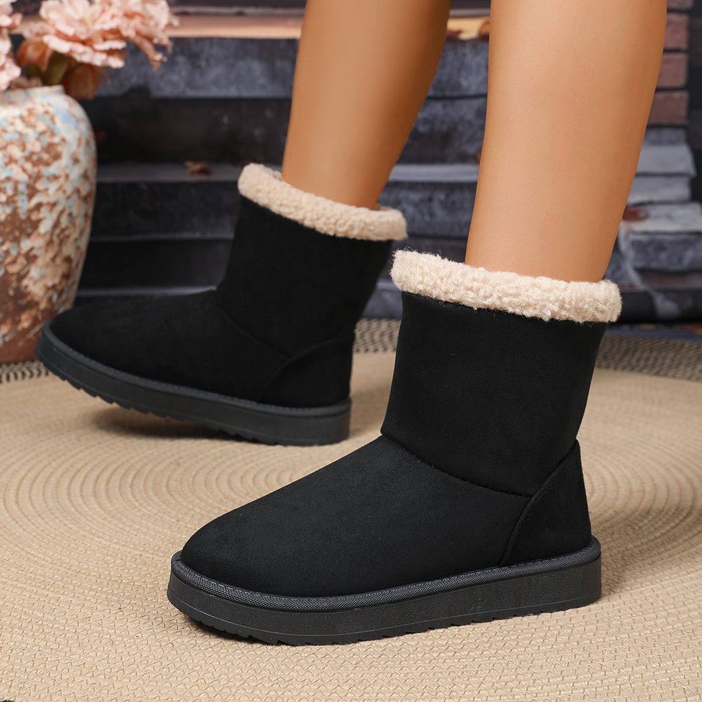 Warm two-way wear, fleece-lined and thickened snow boots,  winter new arrivals, plus size, export-quality, fluffy trim, short booties for women, wholesale